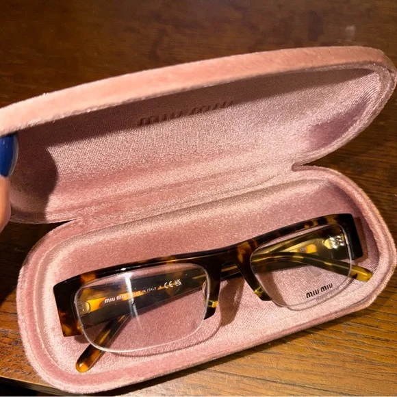 Miu Miu Tortoise Shell Glasses with Soft Pink Case - Picture 2 of 5